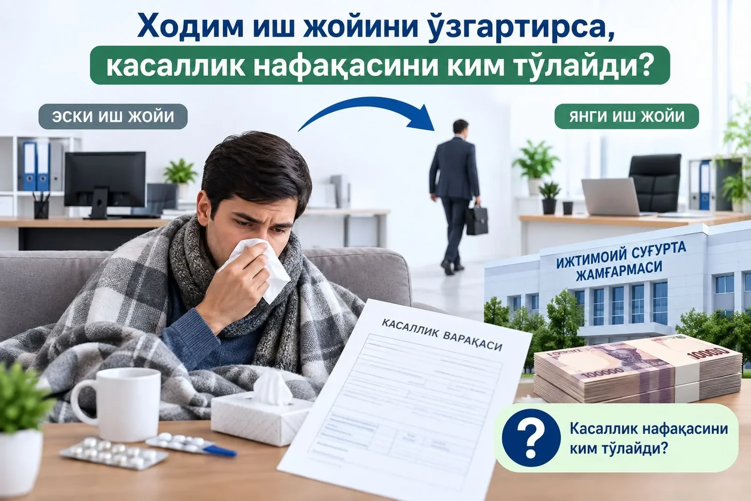 Ходим иш жойини ўзгартирса, касаллик нафақасини ким тўлайди?